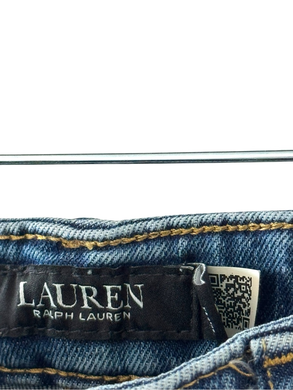 Lauren Ralph Lauren gold chain-trim high-rise flare jeans in a blue wash - Picture 3 of 7